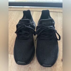 Women’s adidas all black running shoes size 8. Good used condition